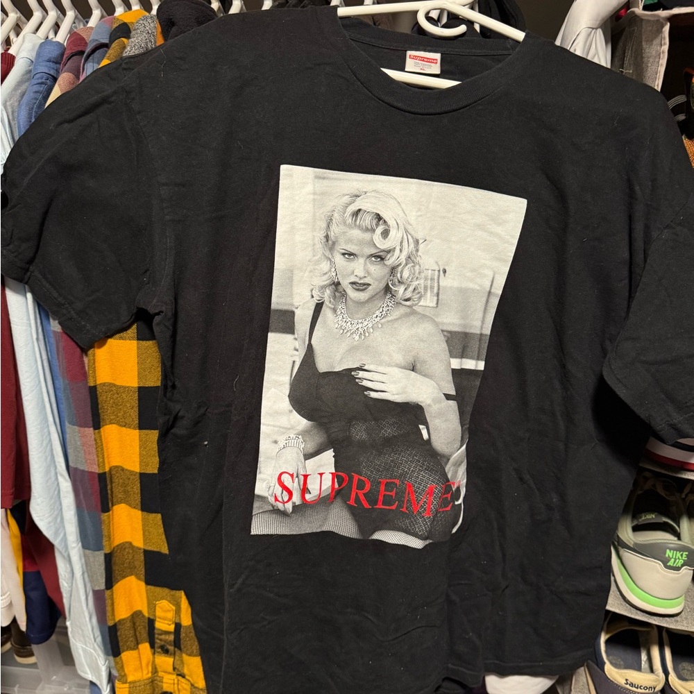 Supreme Black Tee with anna nicole